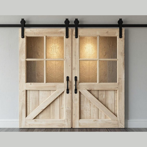 Westbridge 4 Lite Over 1 Wood Panel Double Barn Door