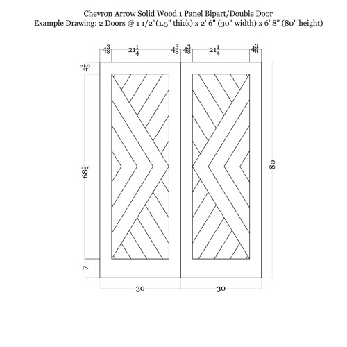 Chevron Arrow Wood 1 Panel Double Barn Door