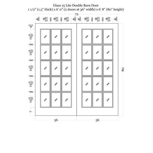 Glass 15 Panel Double Barn Door