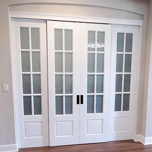 8 Lite Glass Over 1 Wood Panel Bypass Door