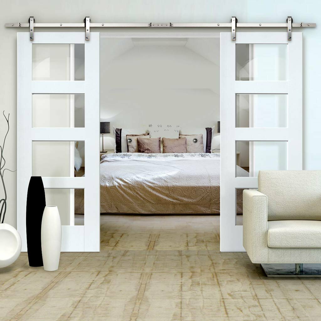 Glass Designer Series Sliding Double Barn Doors