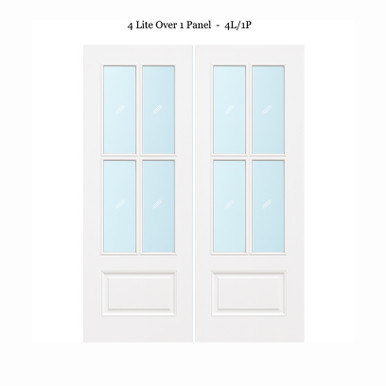 4 Lite Over 1 Wood Panel Double Barn Sliding Door DALMATIAN DOORS