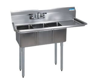 BKS-3-1014-10-15R | 47' | Sink, (3) Three Compartment BKS-3-1014-10-15R | 47' | Sink, (3) Three Compartment