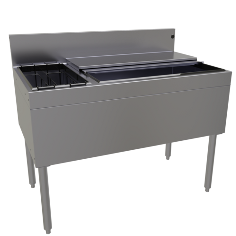 CBB-42L-CP10 | 42' | Underbar Ice Bin/Cocktail Station, Bottle Well Bin