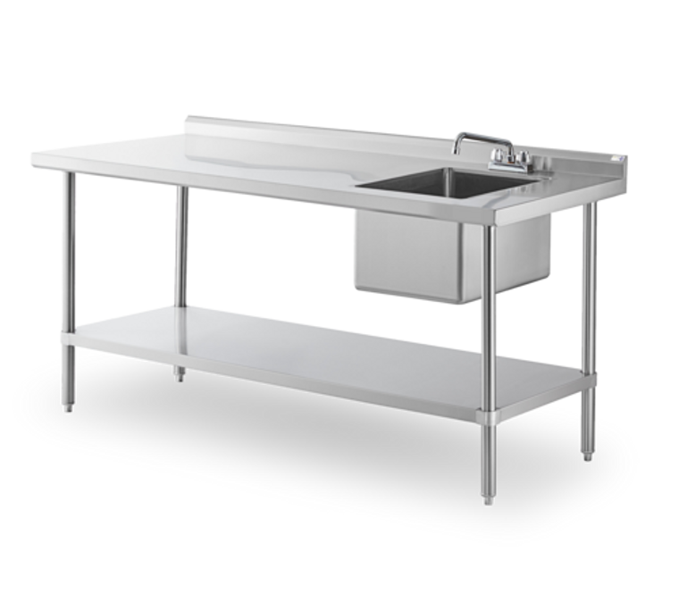 SWSTM-3048WS-R-316 | 30' | Work Table, with Prep Sink(s)