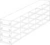 Stainless steel upright freezer drawer rack with 4 pull-out drawers for 96 deep-well plates, 5 deep x 4 high