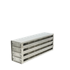 Stainless steel upright freezer drawer rack with 4 pull-out drawers for 96 deep-well plates, 6 deep x 4 high