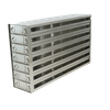 Stainless steel upright freezer drawer rack with 7 pull-out drawers for 96 deep-well plates, 7 deep x 7 high
