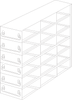 Stainless steel upright freezer drawer rack with 6 pull-out drawers for 100-cell hinged plastic boxes, 2 deep x 6 high