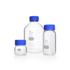 DURAN 218603656 GLS 80 Laboratory Bottle, wide mouth, clear, with screw cap and pouring ring, PP, blue, 250 mL, Case