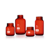 DURAN 218664485 protect+ GLS 80 Laboratory Bottle, amber, plastic safety coated, without screw cap and pouring ring