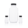 Kimble 5611648V-22 Clear Glass French Square Bottles, Convenience Packs (Caps Attached), 500 mL, Solid PE, Case of 24
