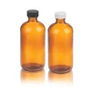 Wheaton W216847 Boston Round Bottle, 32oz, amber, white Polypropylene, PTFE faced foamed Polyethylene, Case of 12
