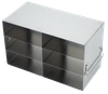 Crystal UF-232 stainless steel upright freezer rack holding six 2-inch freezer boxes, 2 deep by 3 high