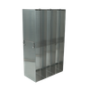 Stainless steel upright freezer rack for 96- and 384-well microplates, 3 compartments deep by 2 high, 18 15/16 inches tall