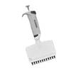 Twelve-channel MTC Bio ProPette LE pipettor, 30 to 300 µL range, with gray grip, plunger and wide white manifold