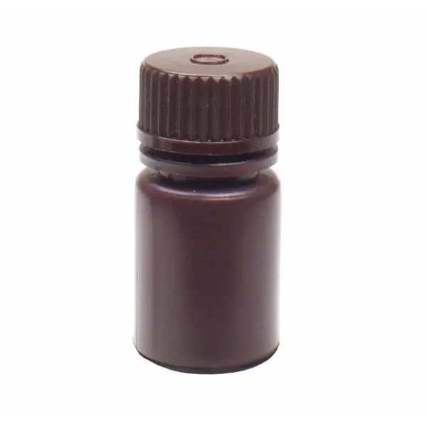 NEST 336301 15 mL Narrow Mouth Round Storage Bottle, Amber HDPE, Sterile, Leakproof Linerless Cap