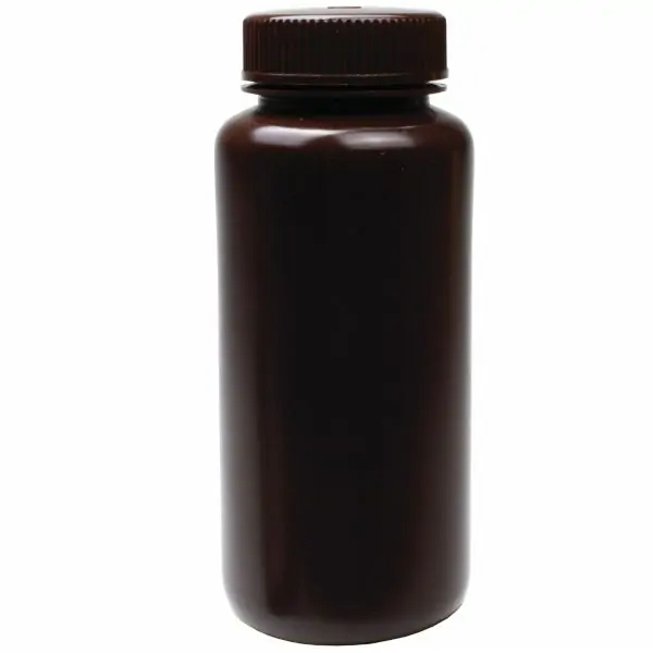 NEST 341301 500 mL Wide Mouth Round Storage Bottle, HDPE, Amber, Sterile, Leakproof Linerless Cap