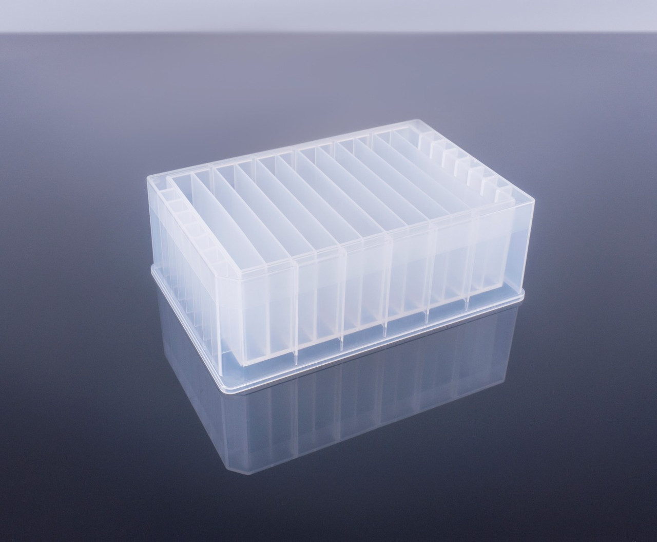 NEST 360202 12 Channel Reservoir Microplate, Medium Profile 44.5 mm Height, 22 mL per Channel, No Lid, Non-Sterile