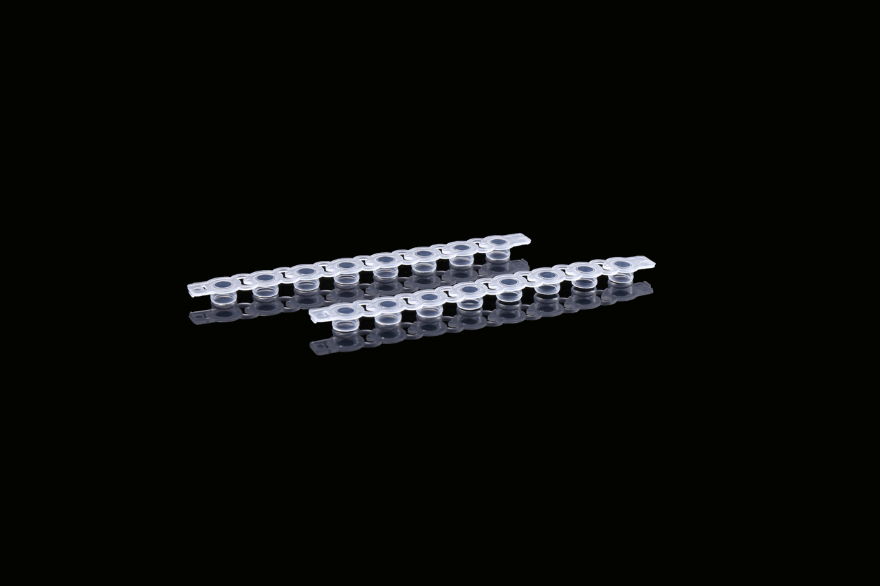 NEST 406022 Flat PCR 8-Strip Caps for PCR Strip Tubes and Plates, Polypropylene, Sterile, Case of 1250 (10 Packs x 125)