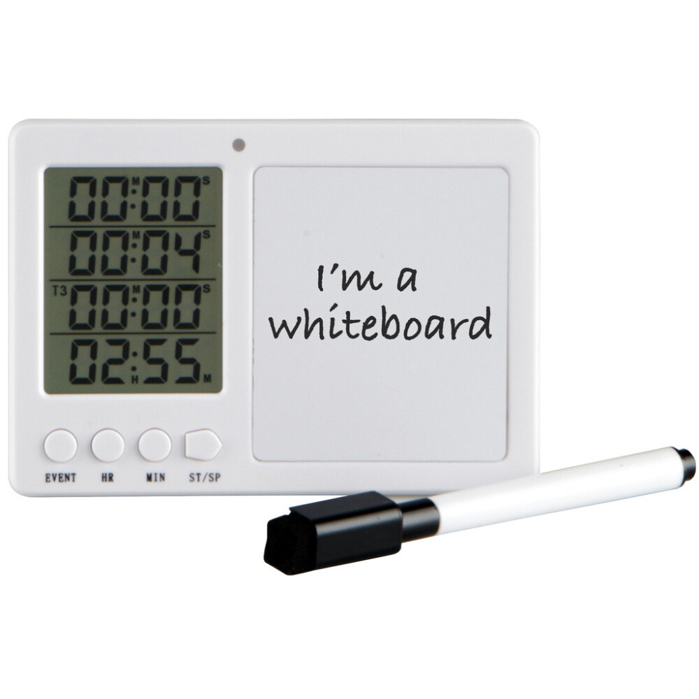 Lab Alert® Timer with Whiteboard and Pen, White