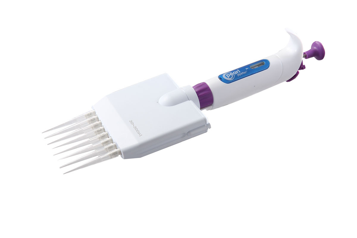 Pearl® Adjustable Micro Pipette 8 Channel, 30-300ul, White/Purple