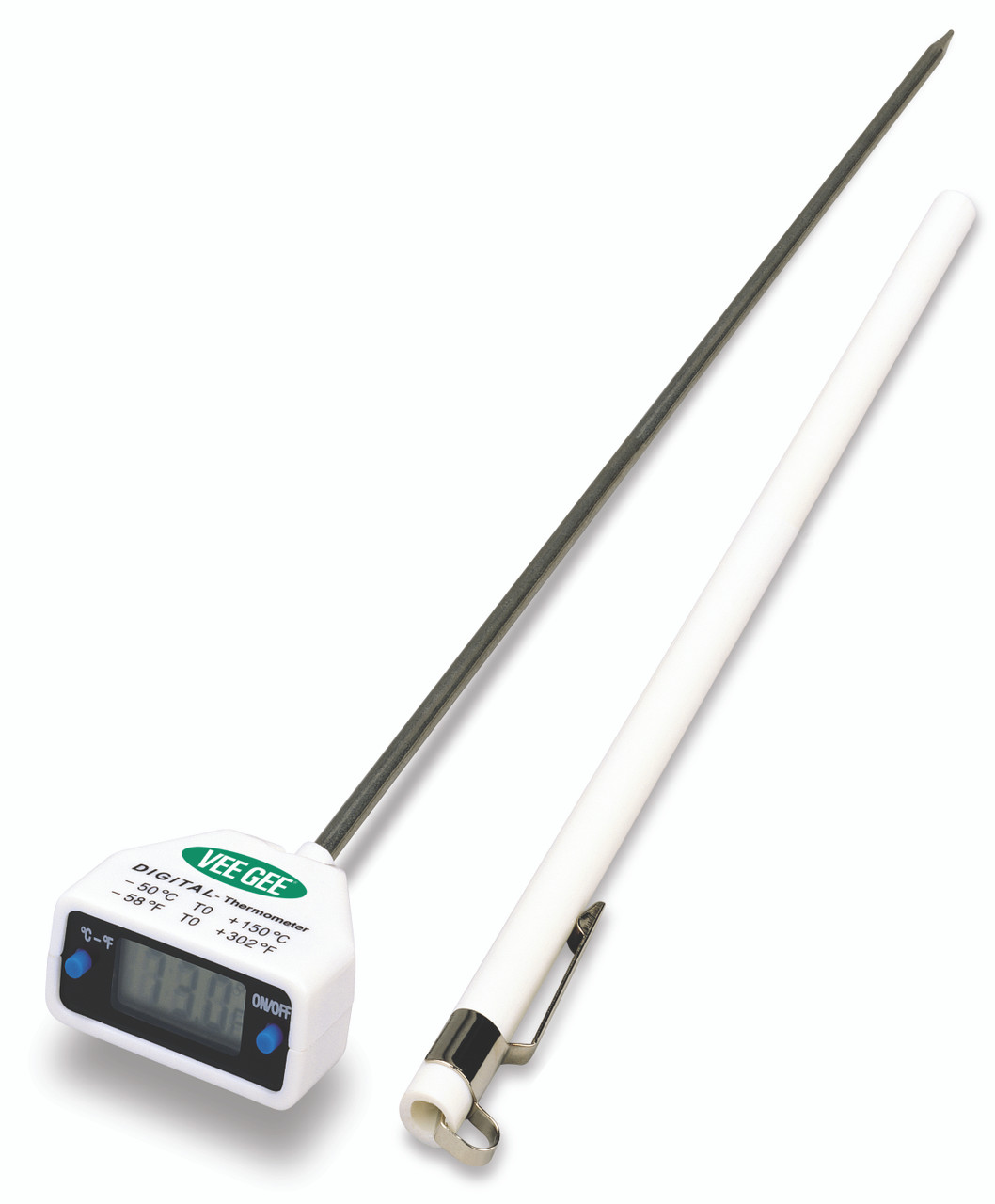Thermometer, Digital, Dual Scale -50° to 150°C & -58° to 302°F, 12 in Stem