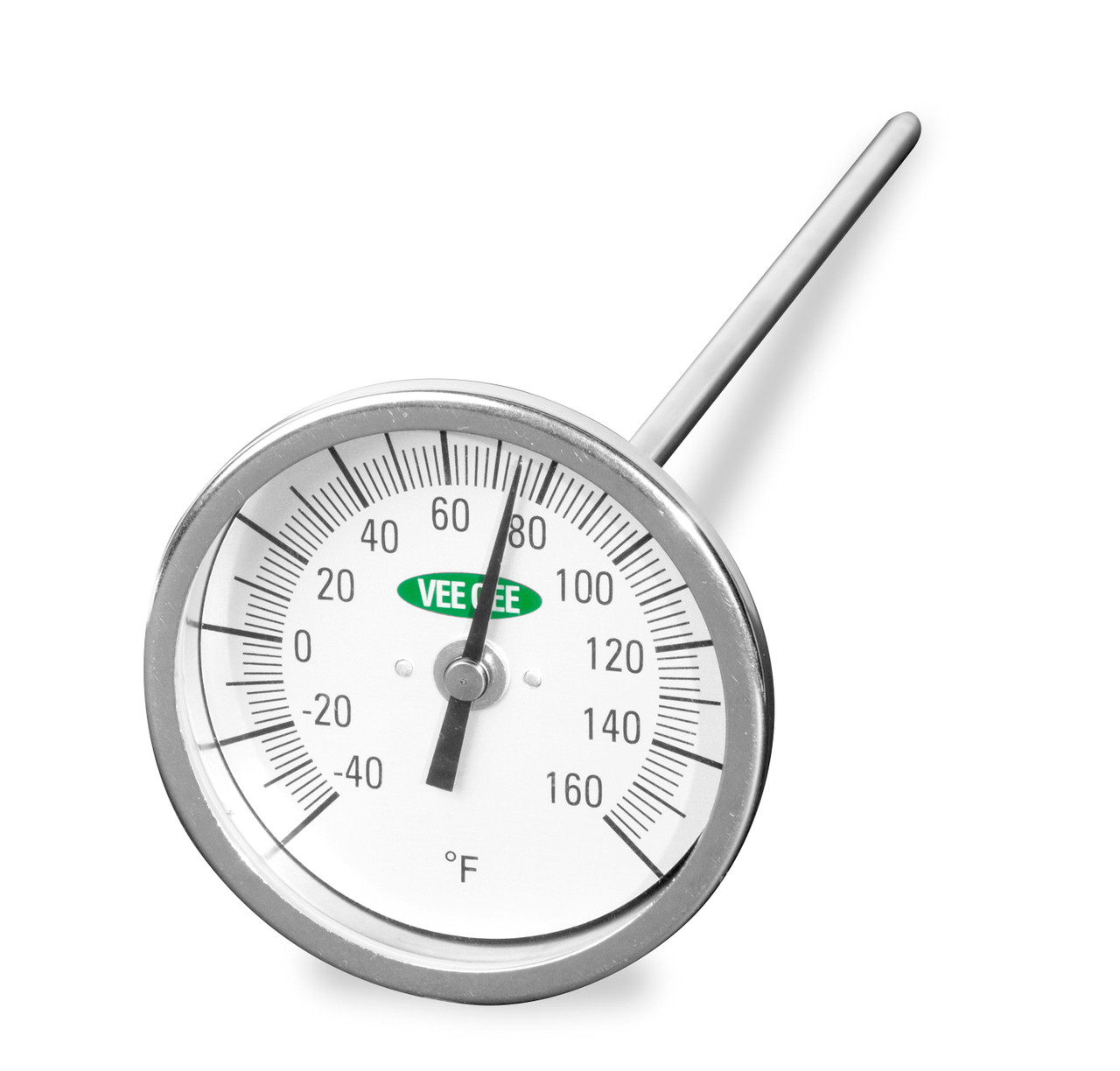 Thermometer, Dial, -40° to 71°C, 3 in Diam., 6 in