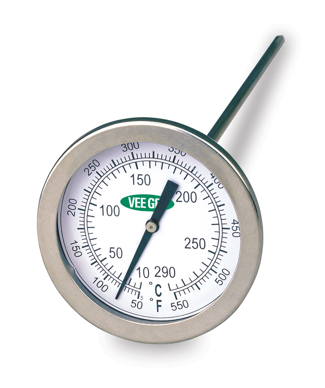 Thermometer, Dial Dual Scale 10° to 290°C & 50° to 550°F, Glass Face