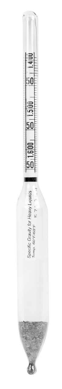 Wide-Range Specific Gravity Hydrometer, 1.400 to 1.650
