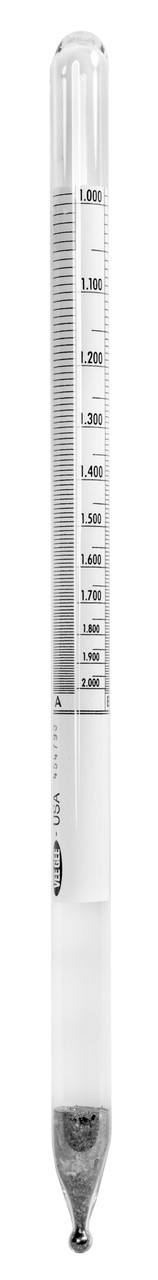 Specific Gravity Hydrometer, 1.000 to 2.000, 0.010 subdivisions, 305 mm