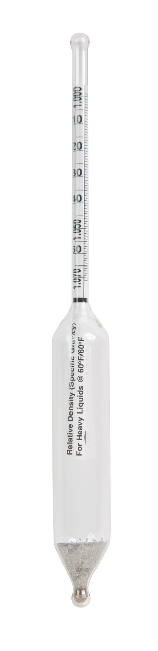 Specific Gravity Hydrometer, 1.000 to 1.070, 0.001 subdivisions, 165 mm