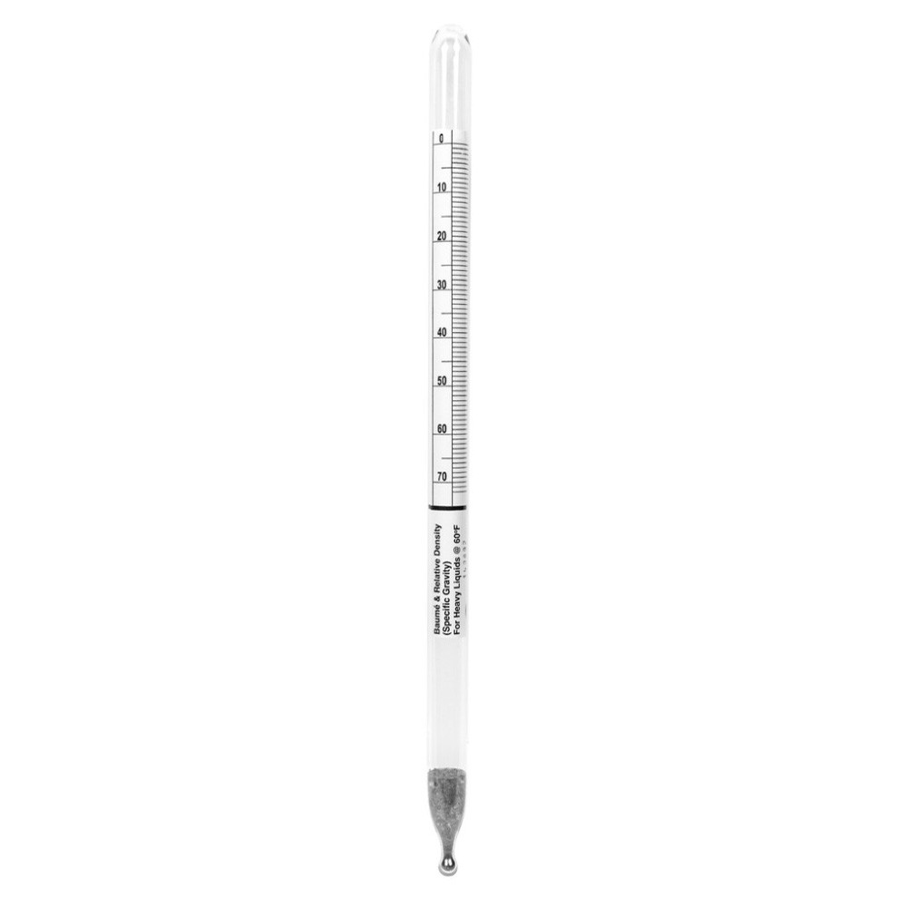 Dual Scale Hydrometer, Specific Gravity/Baume, 1.000 to 2.000, 0 to 72°, 305 mm