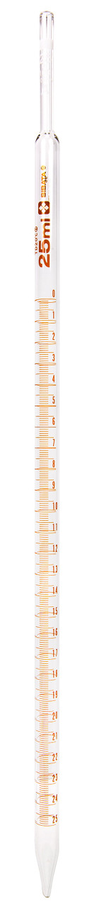 Mohr Measuring Pipet, 25 mL, 0.1 graduation interval