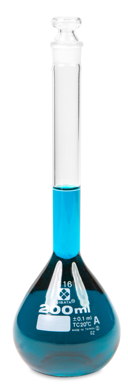 Volumetric Flask, Class A, Glass Stopper, 200 mL