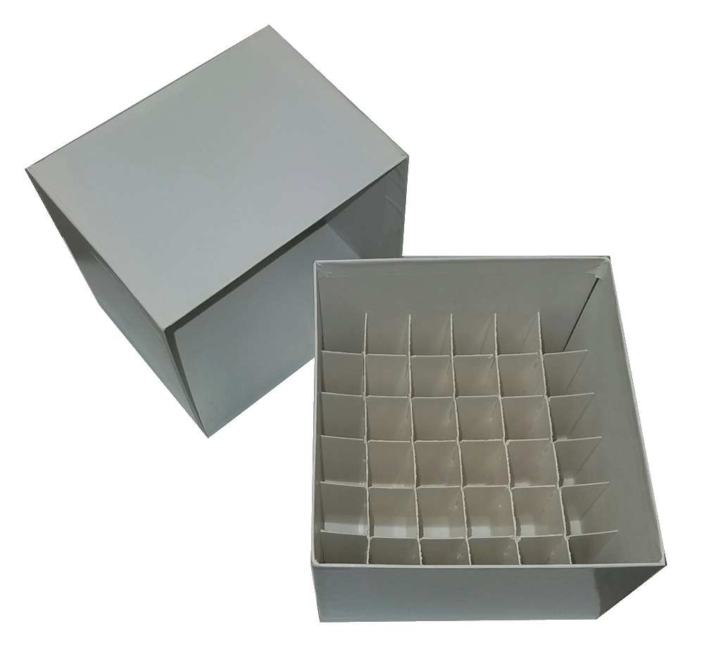 3" Cardboard Freezer Box with 36-Place Divider, 1 ea