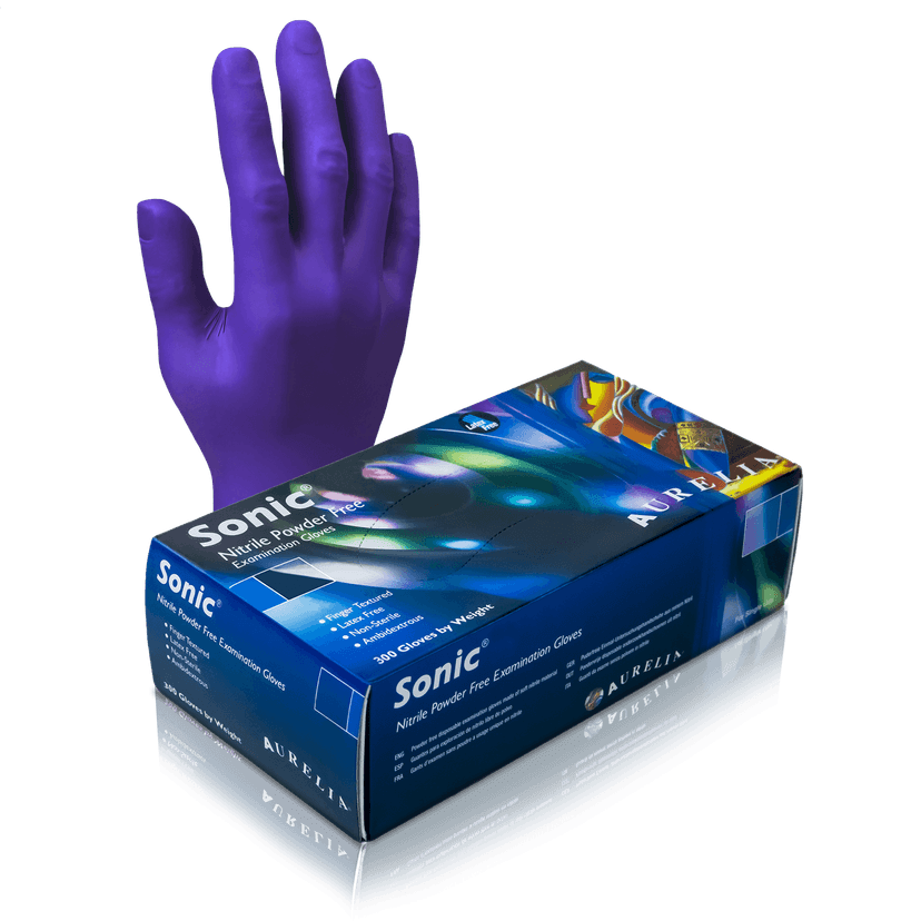 Aurelia Sonic 93775 Nitrile Exam Gloves, Size X-Small, Case of 3,000 (10 Boxes x 300)