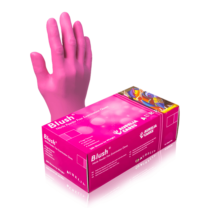 Aurelia Blush 78885 Pink Nitrile Exam Gloves, Size X-Small, Case of 2,000 (10 Boxes x 200)