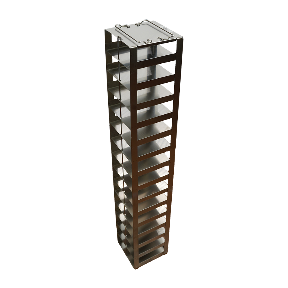 Stainless Steel Vertical Freezer Rack for Standard 2" Boxes | 15 Boxes High | Chest & LN2 Freezers | Double-Welded | Rack Only | Cat # CF-15-2
