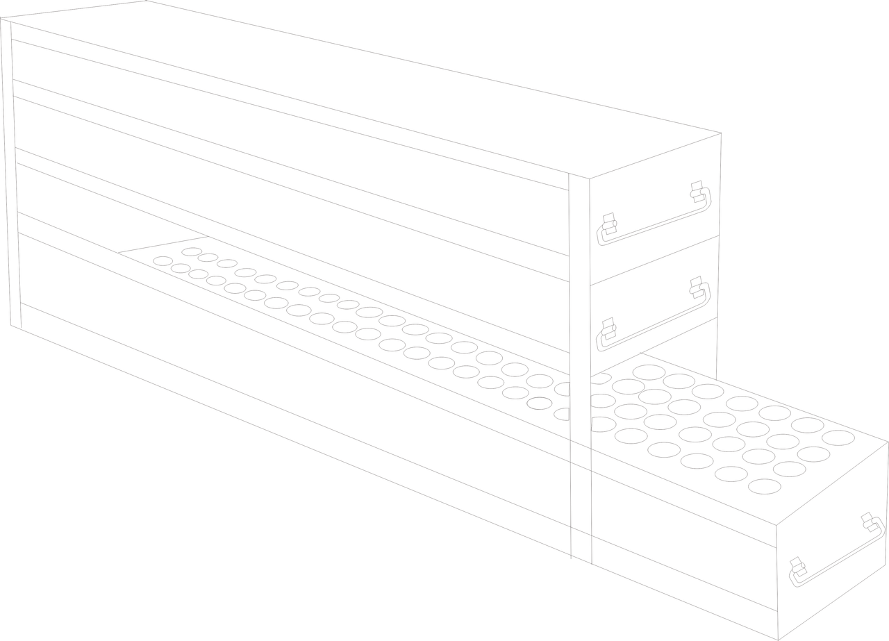 Stainless steel upright freezer drawer rack with 3 drawers for 1 mL blood sample tubes