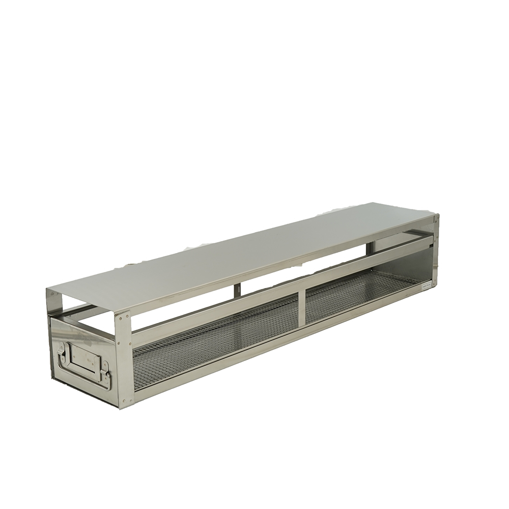 Stainless steel upright freezer drawer rack with 1 drawer for storage bottles, 26 15/16 inches deep
