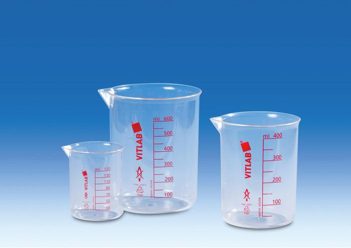 BRAND 61203 Griffin beakers, PMP, printed red graduations, 600 ml
