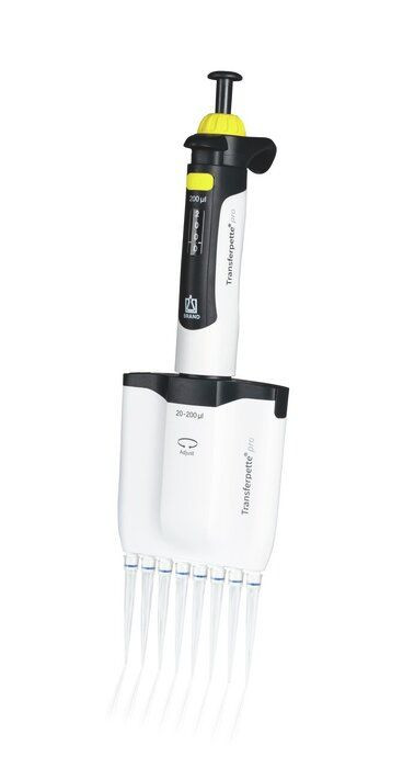BRAND 706906 Transferpette pro-8 8-Channel Pipette, Adjustable, 5 - 50 µl