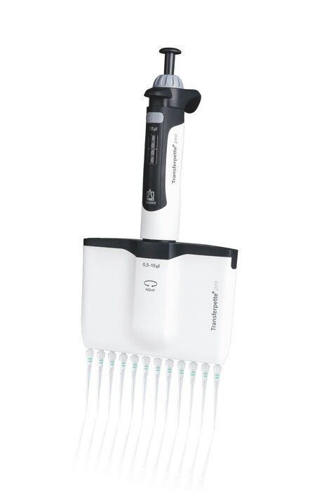BRAND 706920 Transferpette pro-12 12-Channel Pipette, Adjustable, 0.5 - 10 µl