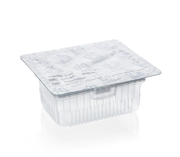 BRAND 732104 Pipette Tips, 0.5 - 20 µl, PP, colorless, racked, TipRack (refill system)