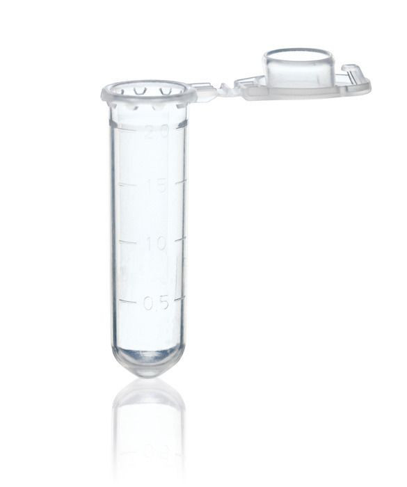 BRAND 780546 Microcentrifuge tubes, 2 ml, PP, with attached cap, transparent