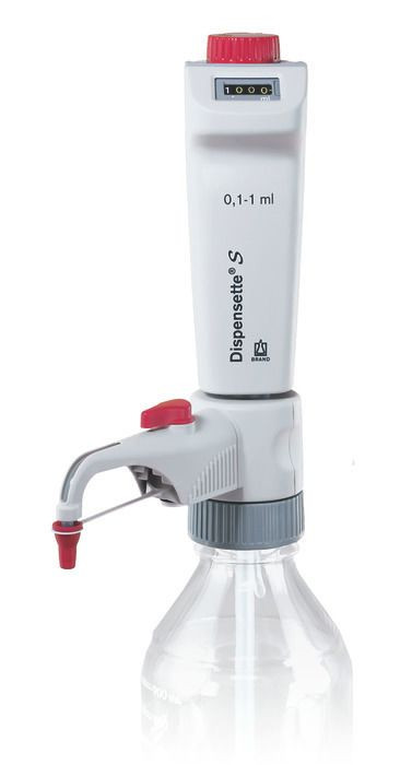 BRAND 4600311 Dispensette S Bottle-Top Dispenser, Digital, 0.1 ml - 1 ml, with recirculation valve