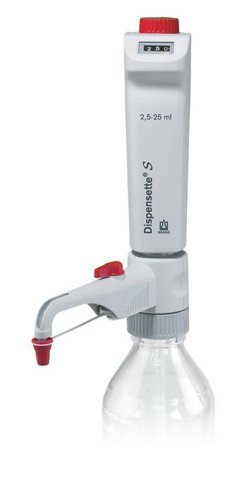BRAND 4600351 Dispensette S Bottle-Top Dispenser, Digital, 2.5 ml - 25 ml, with recirculation valve