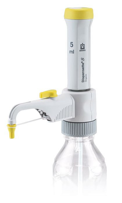 BRAND 4630231 Dispensette S Organic Bottle-Top Dispenser, Fixed-Volume, 5 ml, with recirculation valve