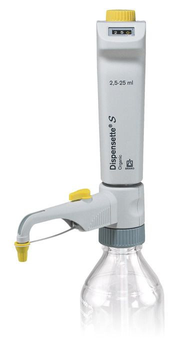 BRAND 4630351 Dispensette S Organic Bottle-Top Dispenser, Digital, 2.5 ml - 25 ml, with recirculation valve